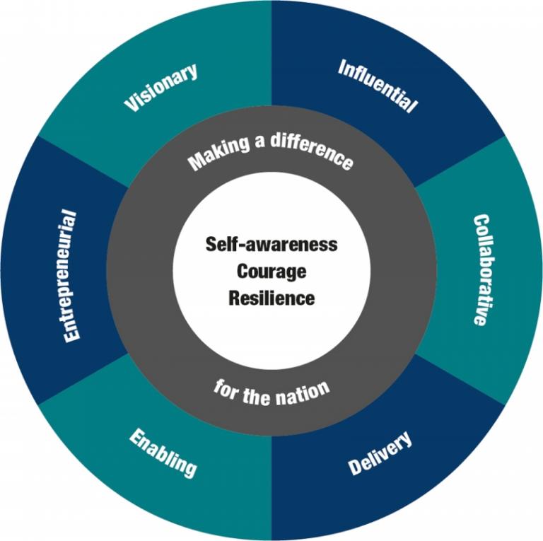 Figure 6.2 is an infographic that depicts leadership capabilities needed for senior roles. 