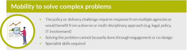 Mobility can be used to solve complex problems through bringing in people from multiple agencies or using a multi-disciplinary approach. 