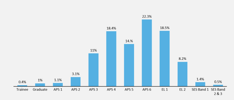 “Bar chart showing the proportion of APS employees by classification”