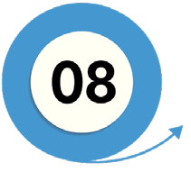 The number 8 in bold black text, sitting on a white circle, surrounded by an light blue circle, denoting that this is Task 8