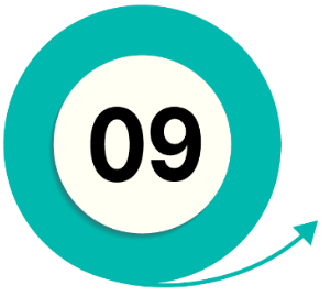 The number 9 in bold black text, sitting on a white circle, surrounded by an aqua circle, denoting that this is Task 9