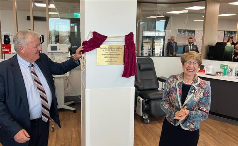 A photograph of the opening of the Lifeblood Donor Centre by the NSW Governor at Marickville, NSW. 