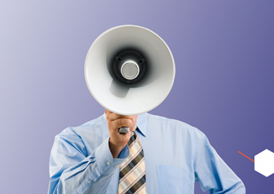 man holding megaphone