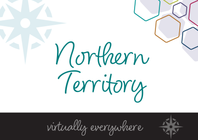 The words "Northern Territory - Virtually Everywhere" on an abstract background, advertising the 2023 State of the Service Roadshow event for the NT