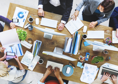 People working around a table