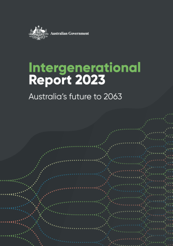 Front cover of ‘Intergenerational Report 2023. Australia's future to 2063.'