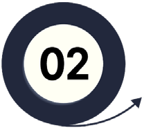 The number 2 in bold black text on a white circle, surrounded by a navy blue circle, denoting task 2