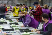 A counting centre in operation in Port Melbourne during the 2022 Federal election (Image: AEC)