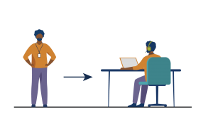 Illustration of people sitting at a desk